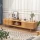 63 Inches Mid Century Modern Bamboo TV Stand with Sliding Doors