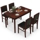 5-Piece Dining Set for 4 with Rubber Wood Legs for Small Dining Room