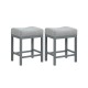 24.5 Inches Linen Fabric Saddle Stools Set of 2 with Cushioned Seat