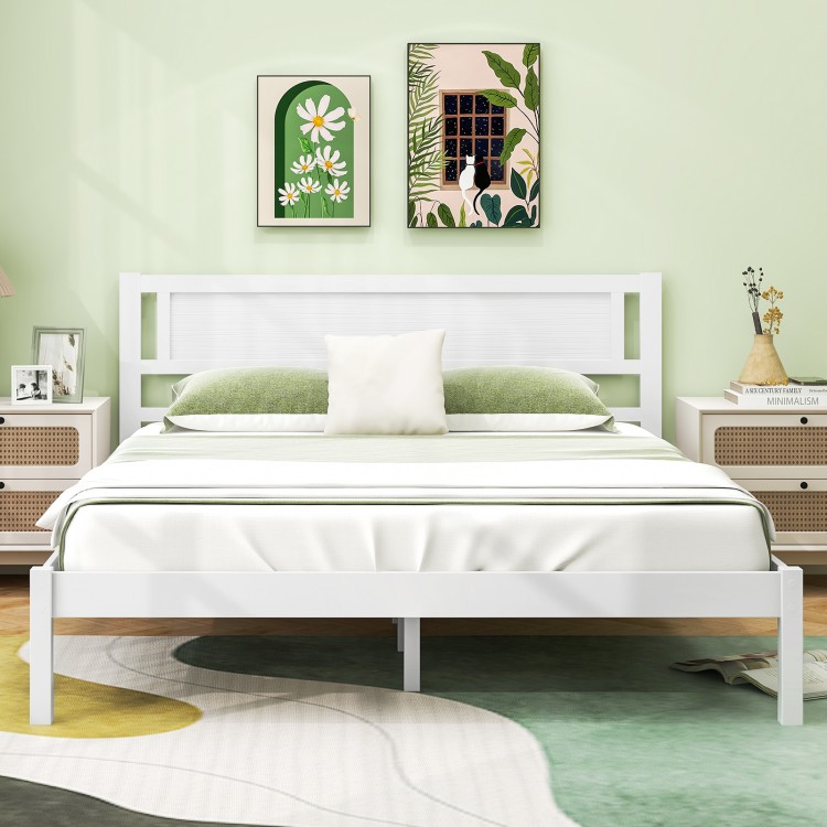 Twin/Full/Queen Size Wood Bed Frame with Headboard and Wooden Slats Support