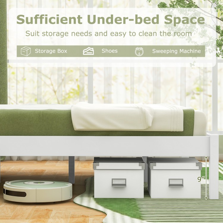 Twin/Full/Queen Size Wood Bed Frame with Headboard and Wooden Slats Support