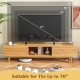 63 Inches Mid Century Modern Bamboo TV Stand with Sliding Doors
