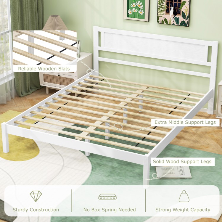 Twin/Full/Queen Size Wood Bed Frame with Headboard and Wooden Slats Support