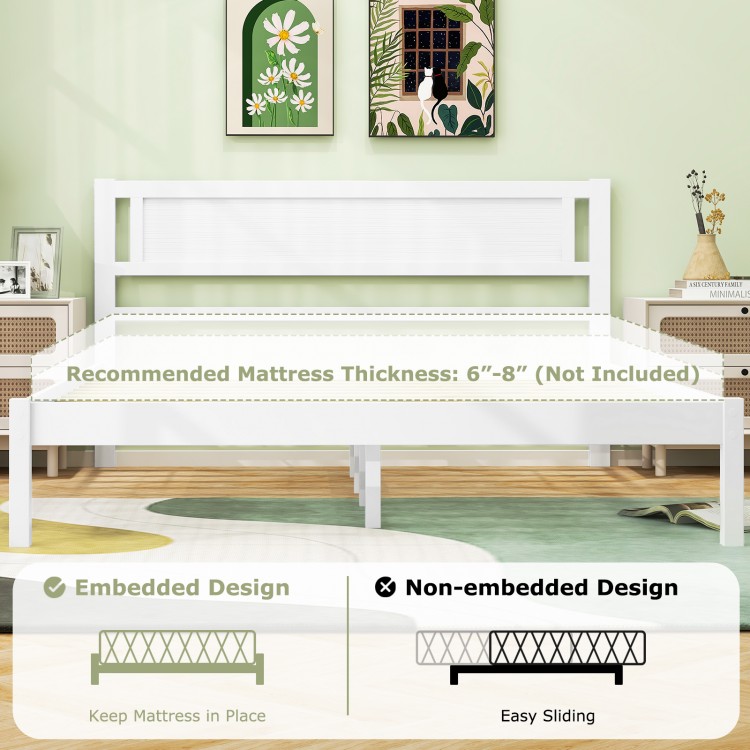 Twin/Full/Queen Size Wood Bed Frame with Headboard and Wooden Slats Support