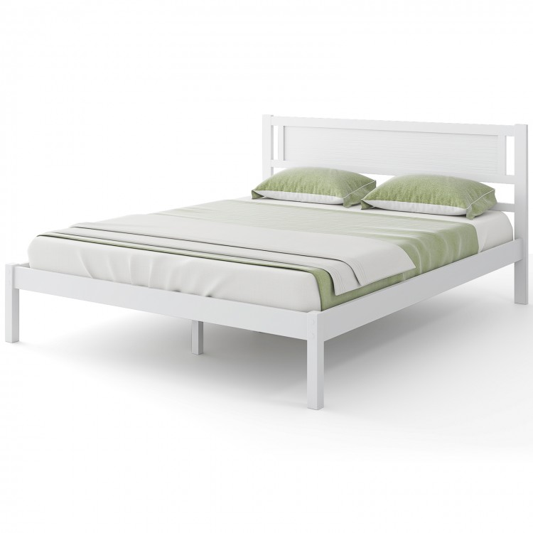 Twin/Full/Queen Size Wood Bed Frame with Headboard and Wooden Slats Support