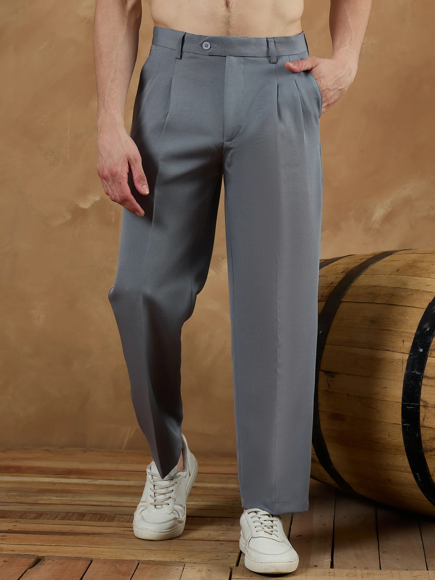 Stone Grey: Korean Baggy Fit Trouser