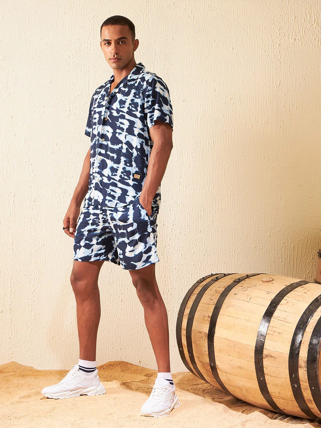 DENNISON Men Comfort Fit Coord Set | Printed Shirt With Shorts