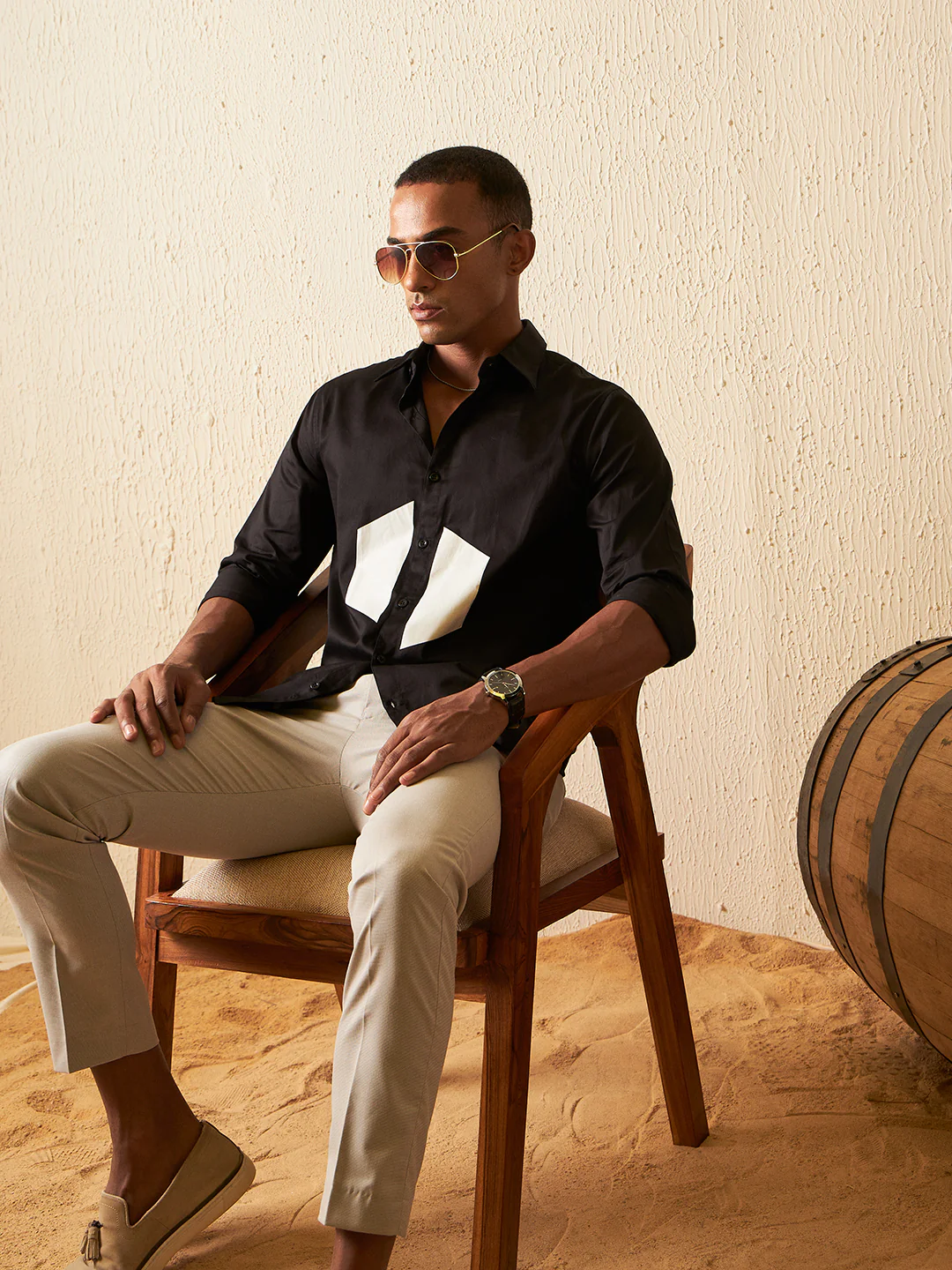 Black: Rubber Printed Party Wear Casual Shirt
