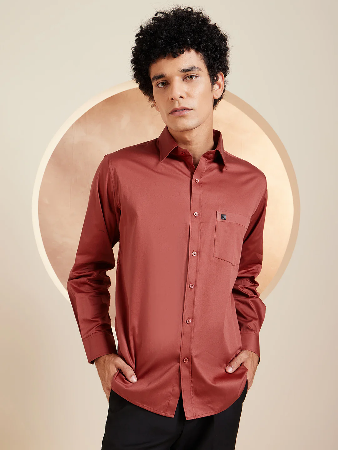 DENNISON Maroon Pure Cotton Formal Shirt