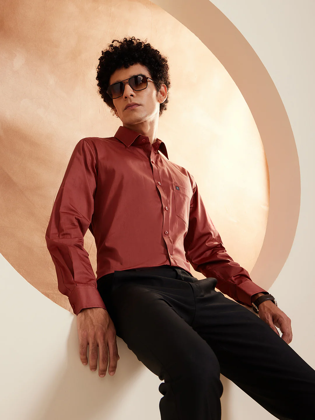 DENNISON Maroon Pure Cotton Formal Shirt