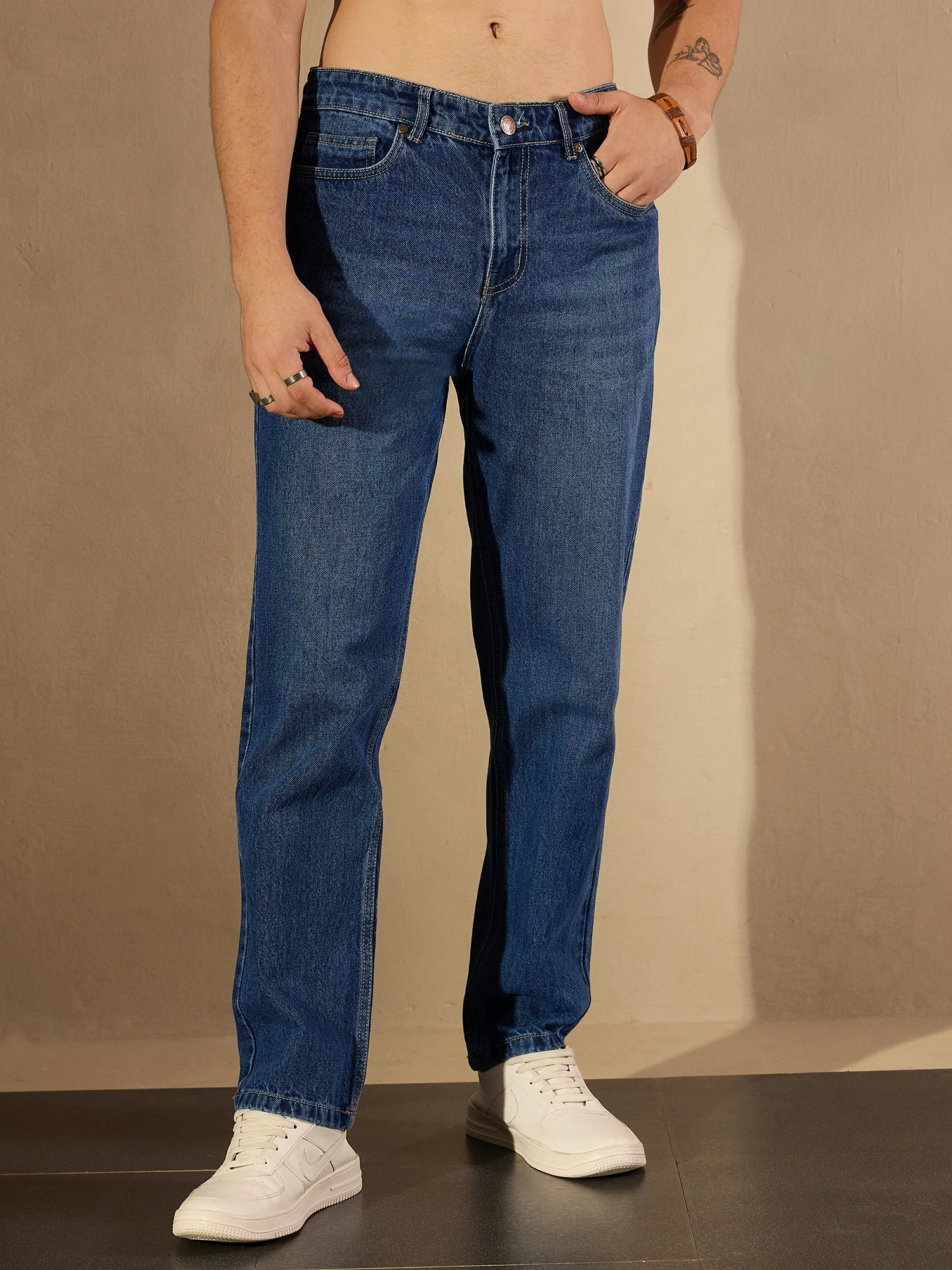 Dark Blue Fade: Korean Baggy Jeans