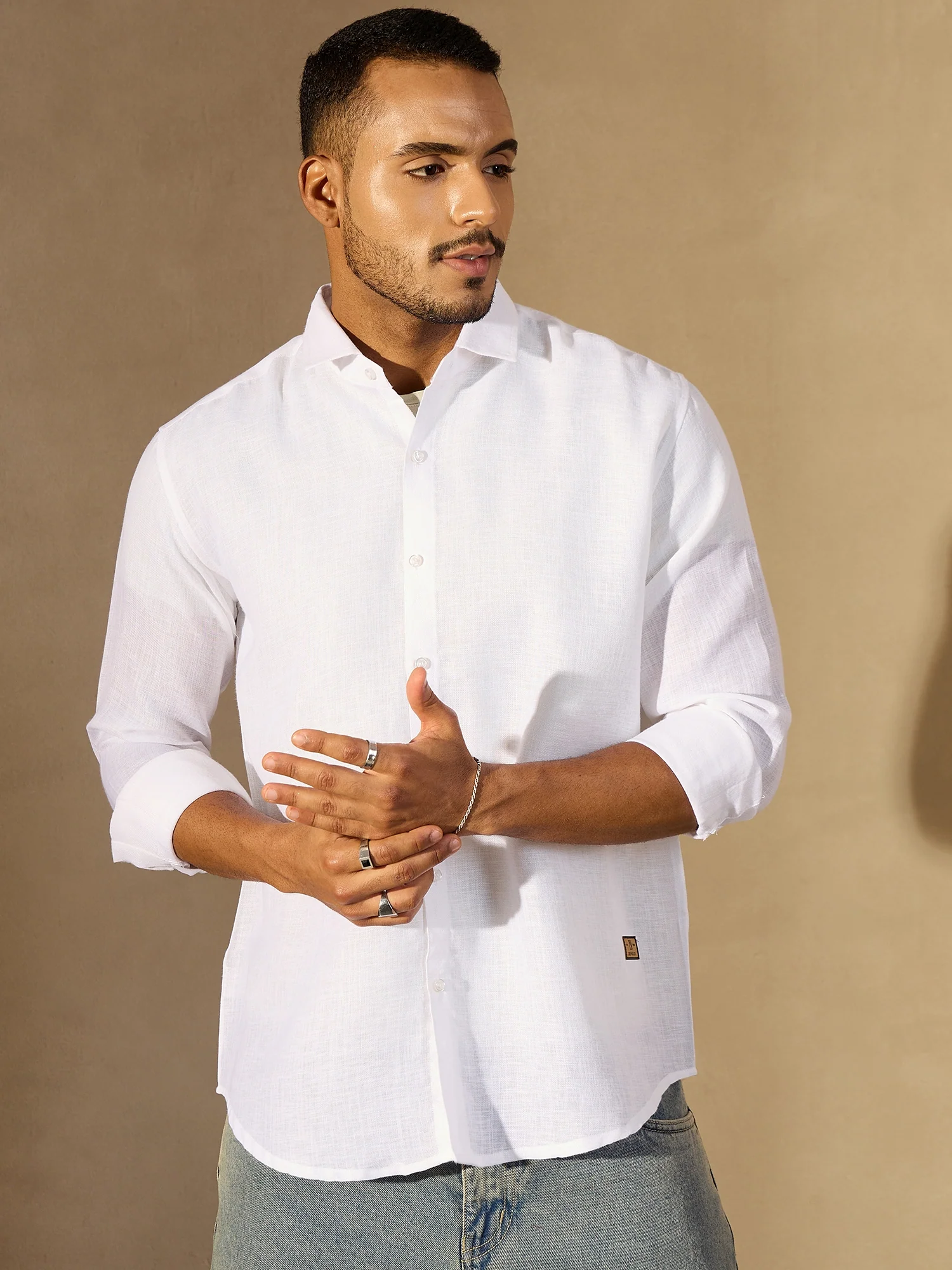 White Simple Oversized Linen Shirt