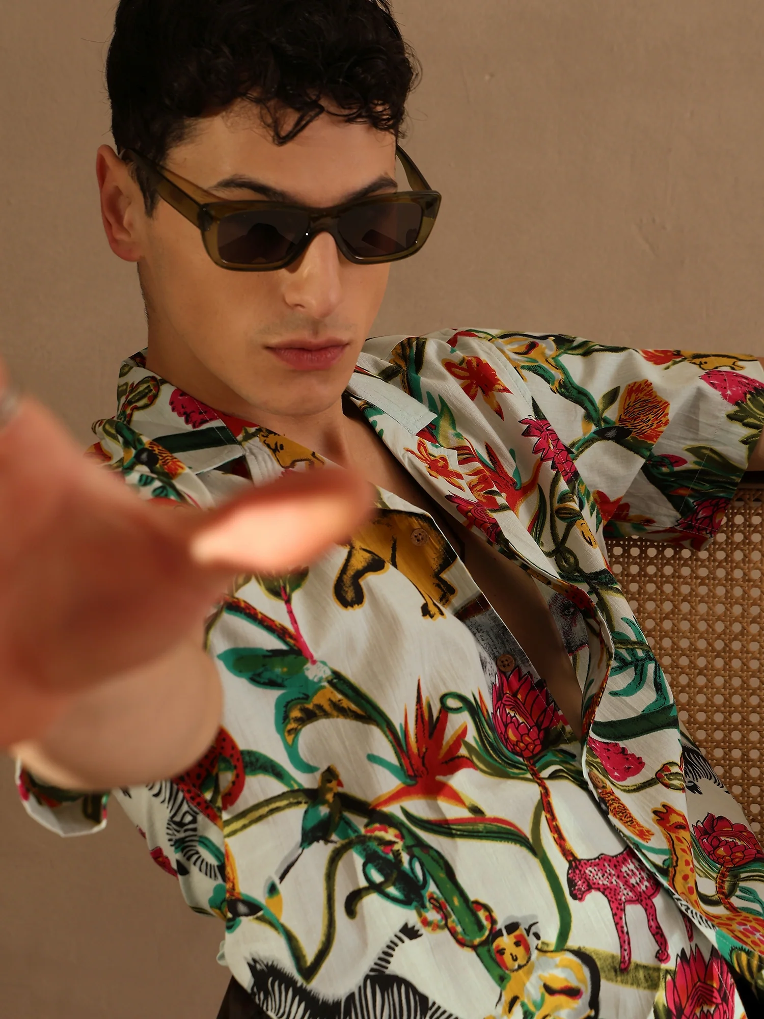 White: Half Sleeves Block Printed Shirt