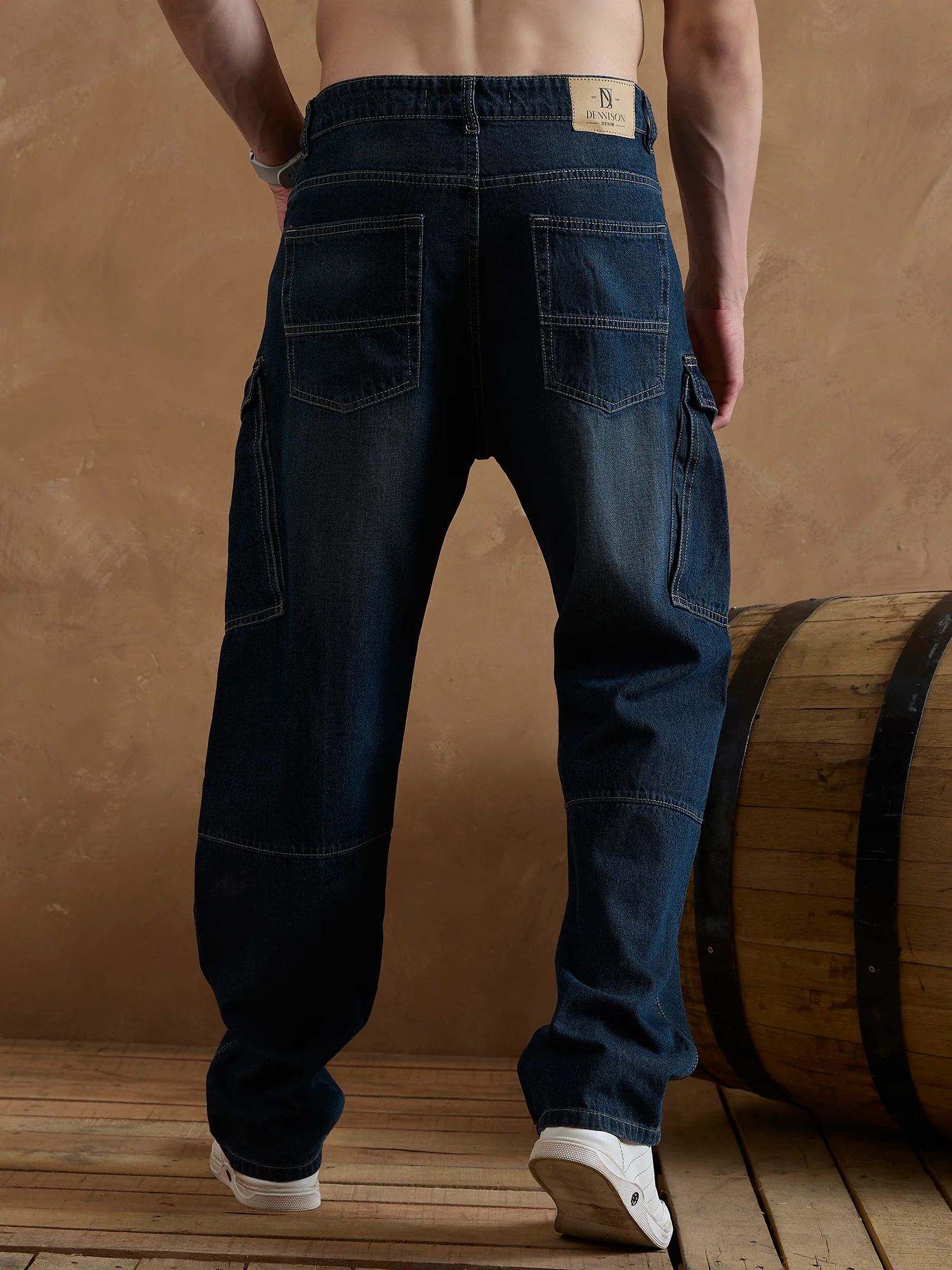 Blue: Baggy Fit Cargo Jeans