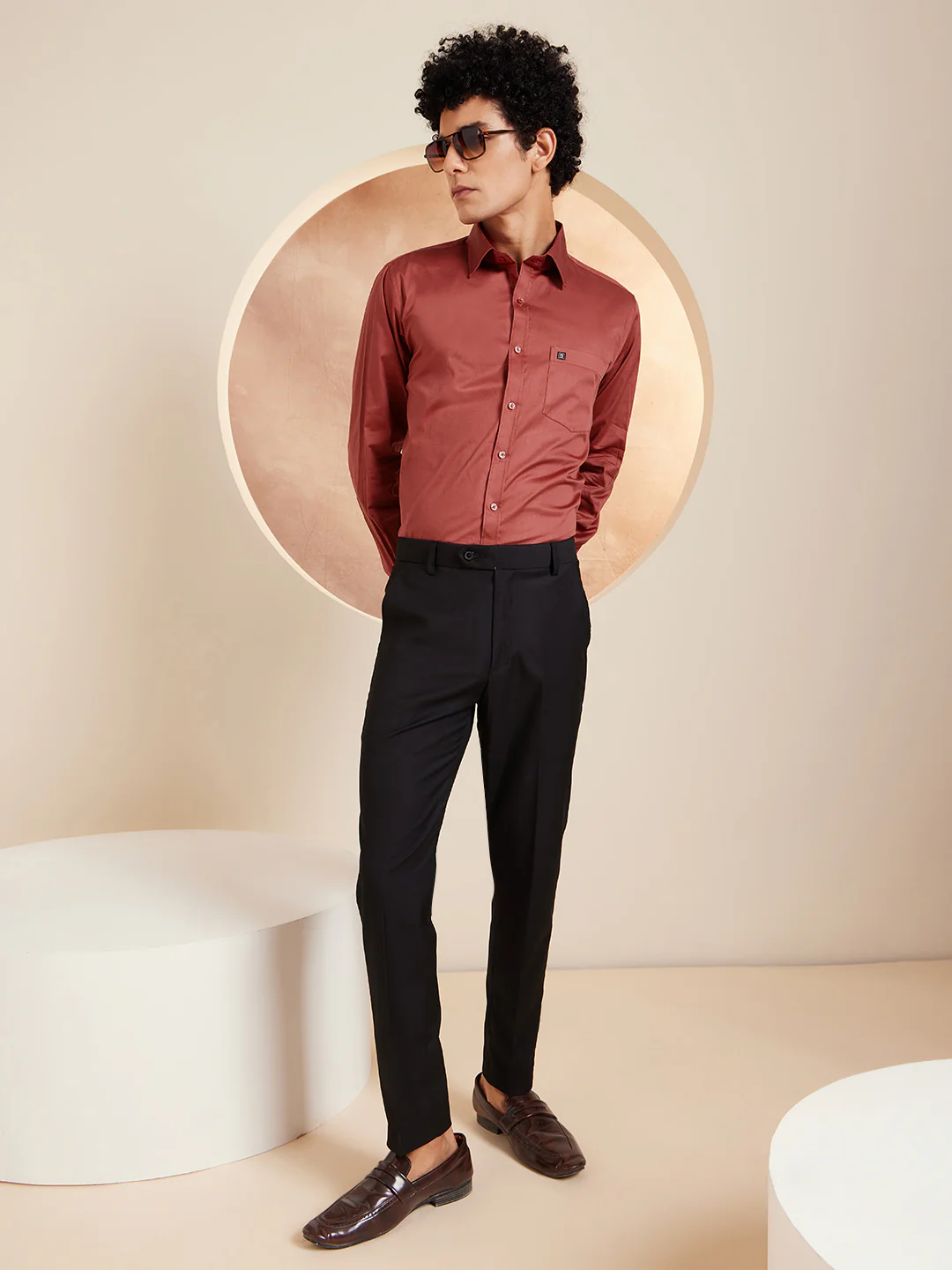 DENNISON Maroon Pure Cotton Formal Shirt
