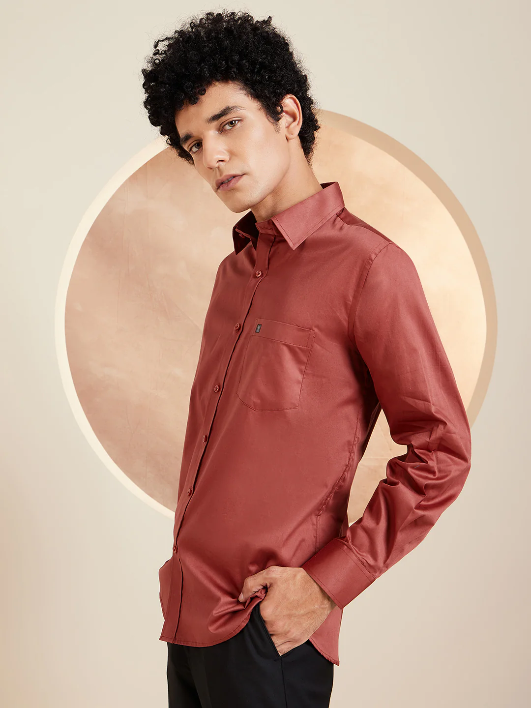DENNISON Maroon Pure Cotton Formal Shirt