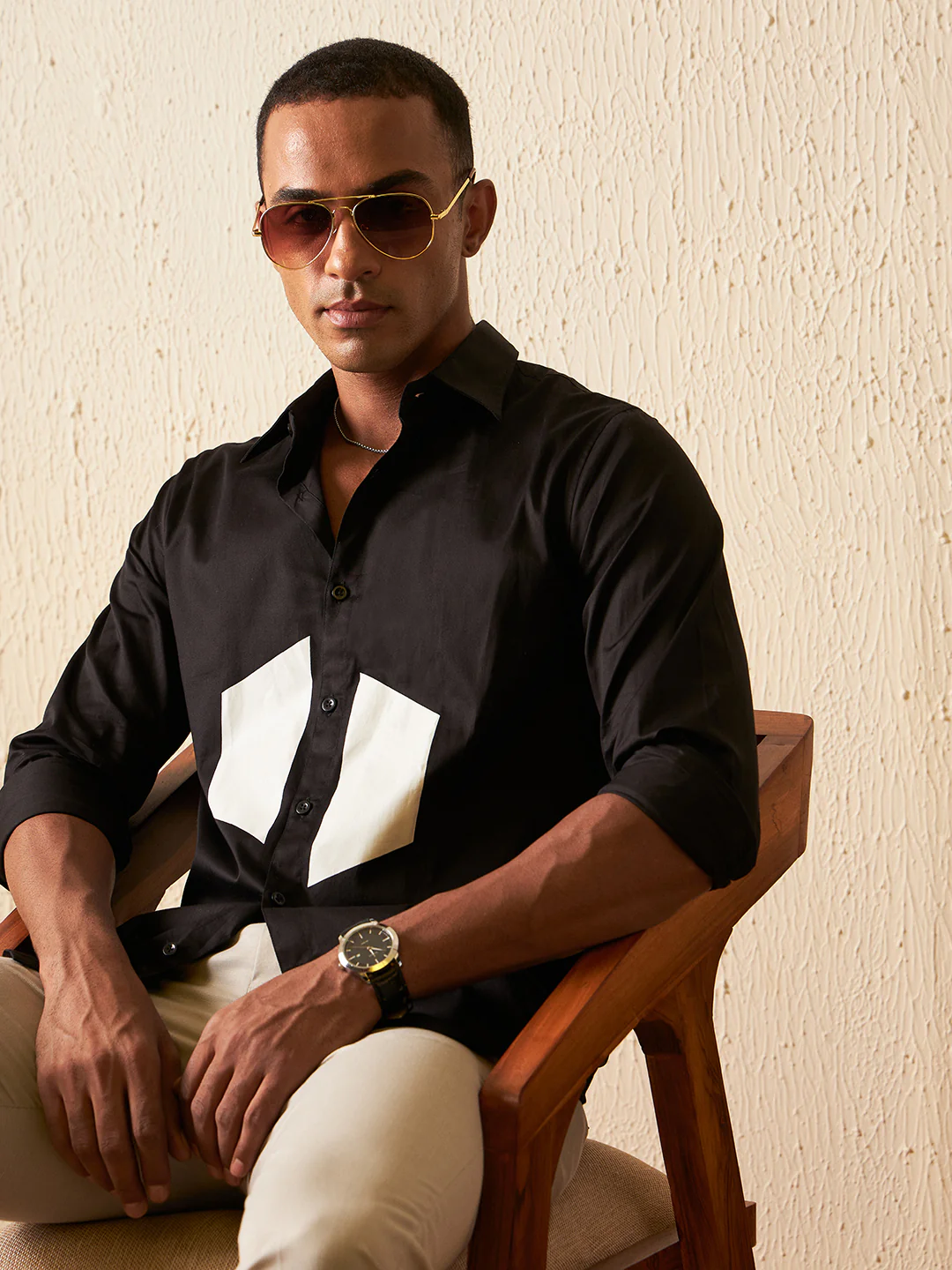 Black: Rubber Printed Party Wear Casual Shirt