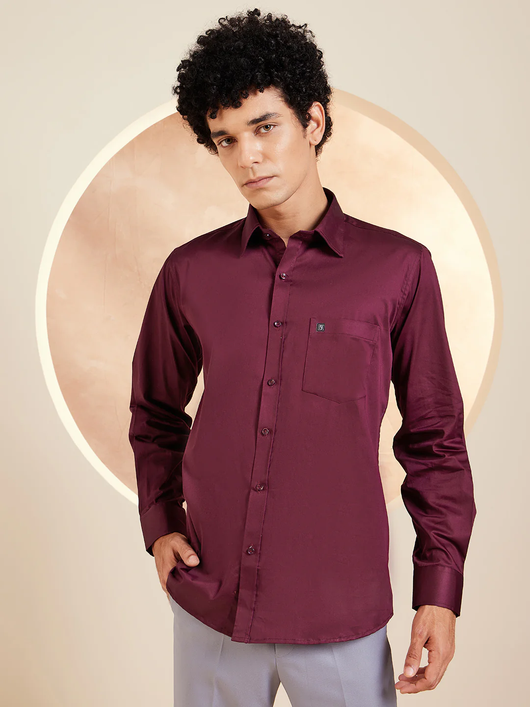 DENNISON Wine Pure Cotton Formal Shirt