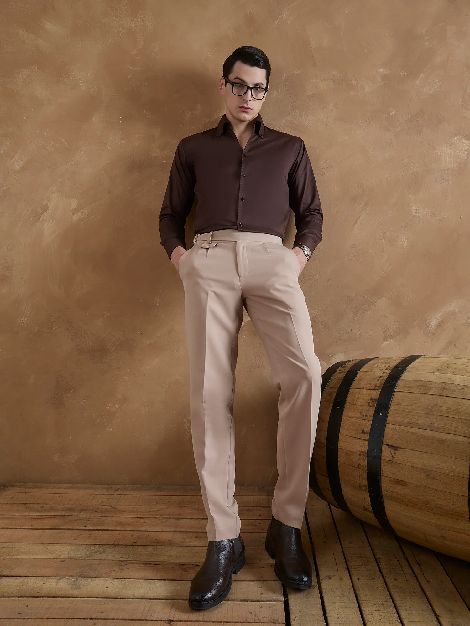 Beige: Adjustable Fastening Gurkha Trouser