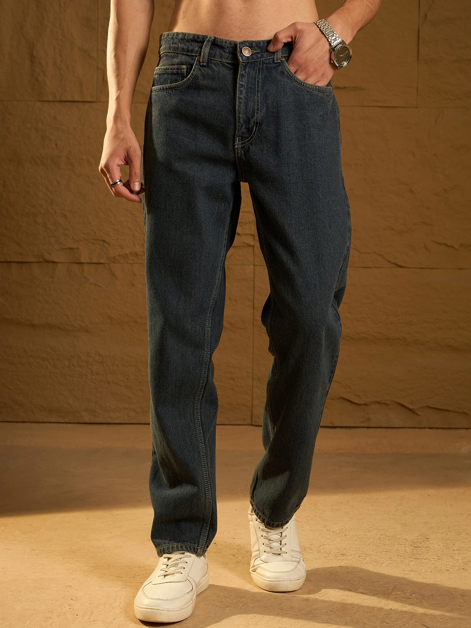 Dark Blue: Korean Baggy Jeans