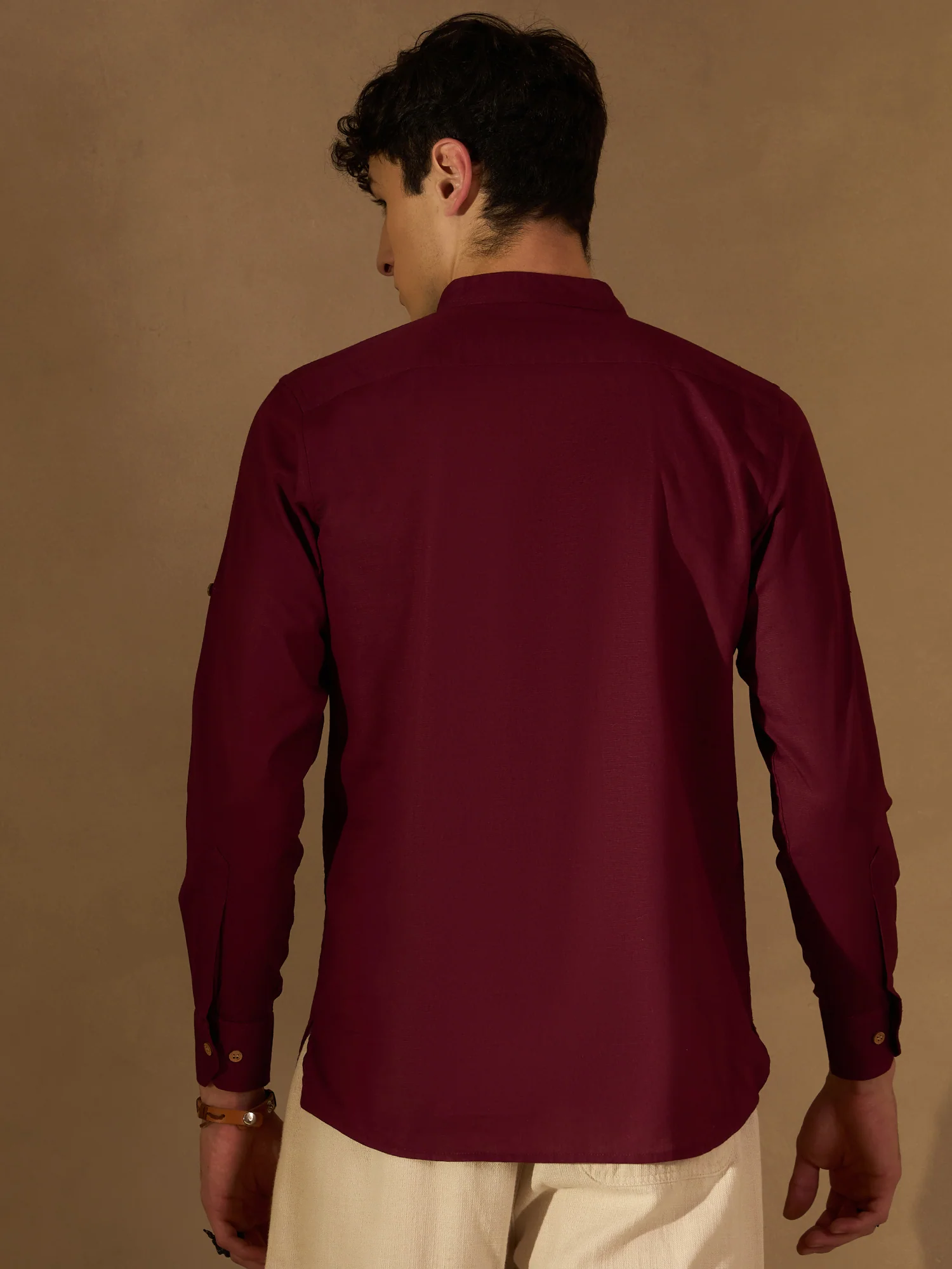 DENNISON Men Maroon Pure Cotton Solid Kurta
