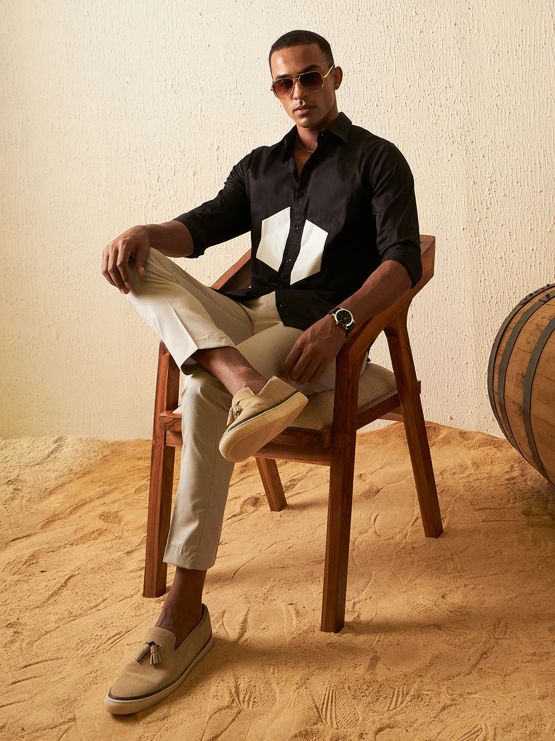 Black: Rubber Printed Party Wear Casual Shirt