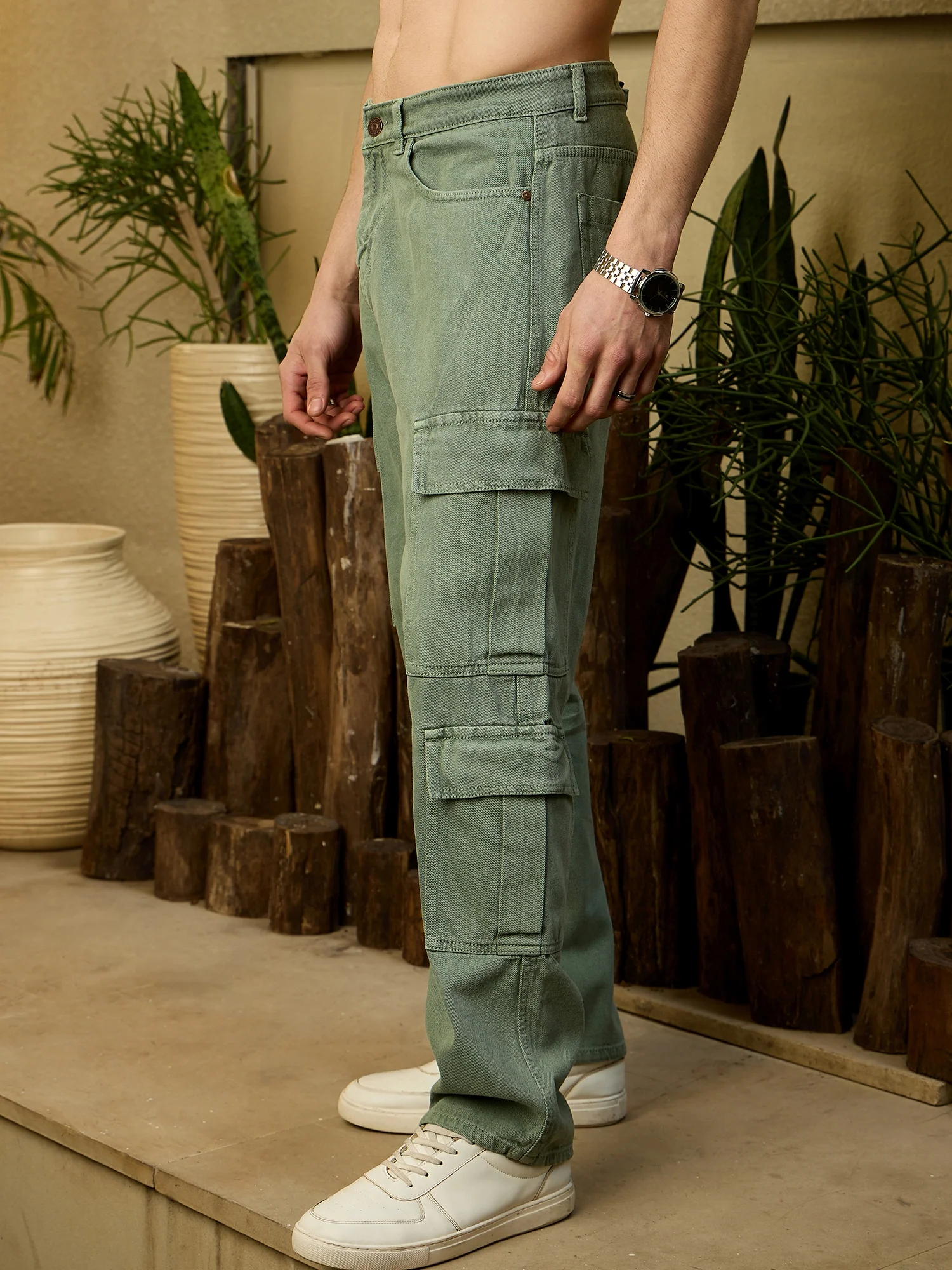 Mint Green: Korean Baggy Cargo Jeans