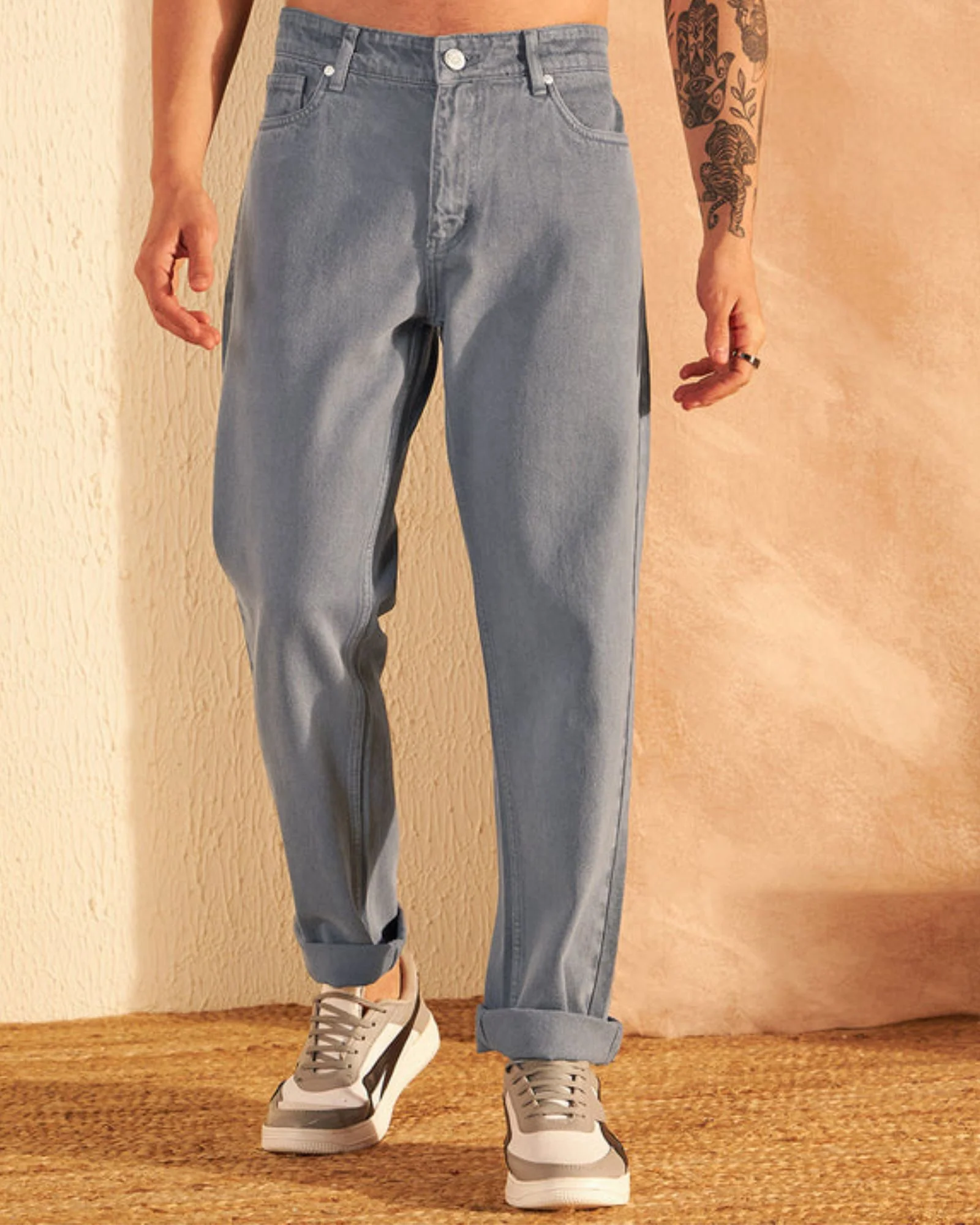 Grey: Korean Baggy Jeans