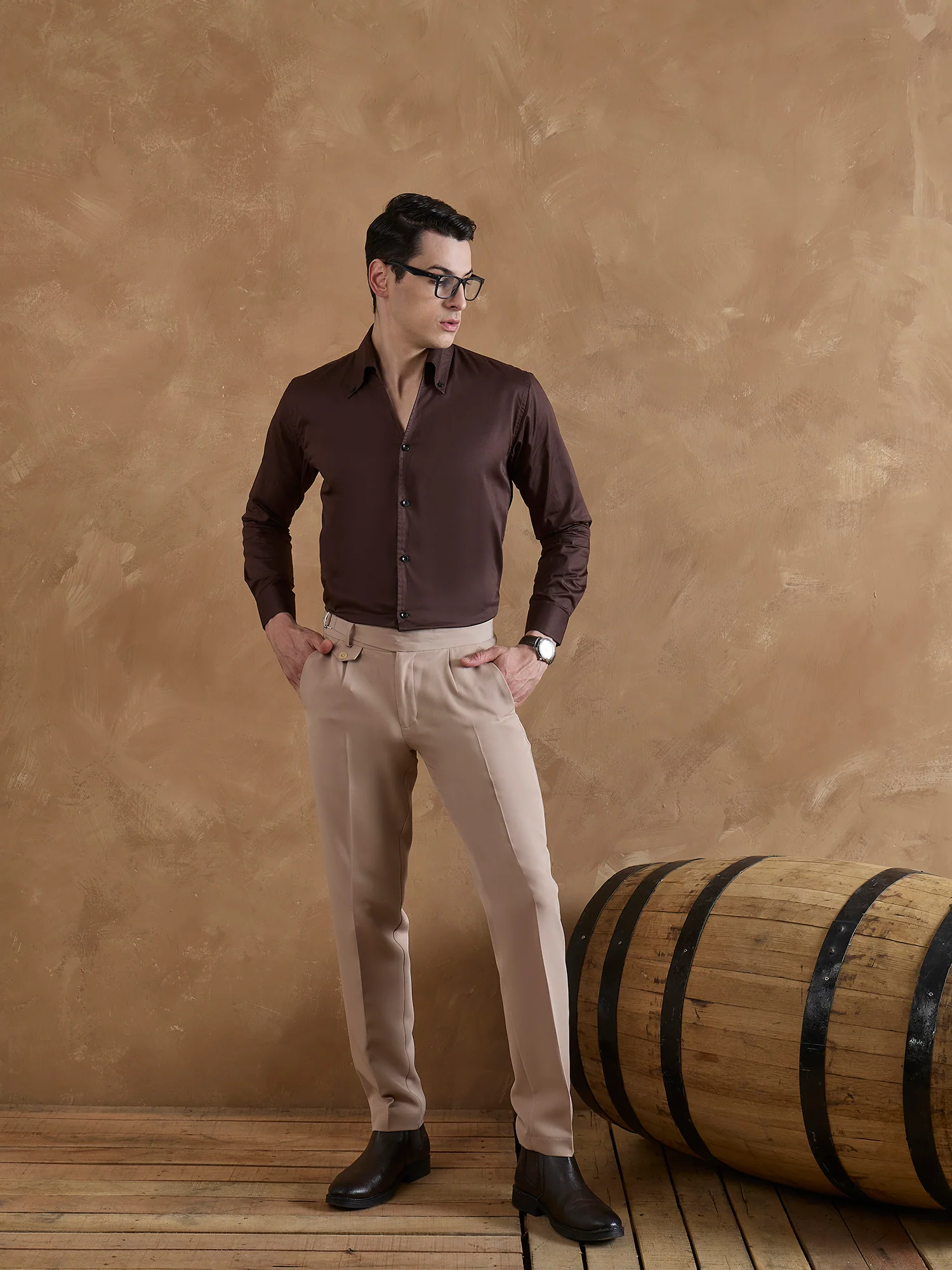 Beige: Adjustable Fastening Gurkha Trouser