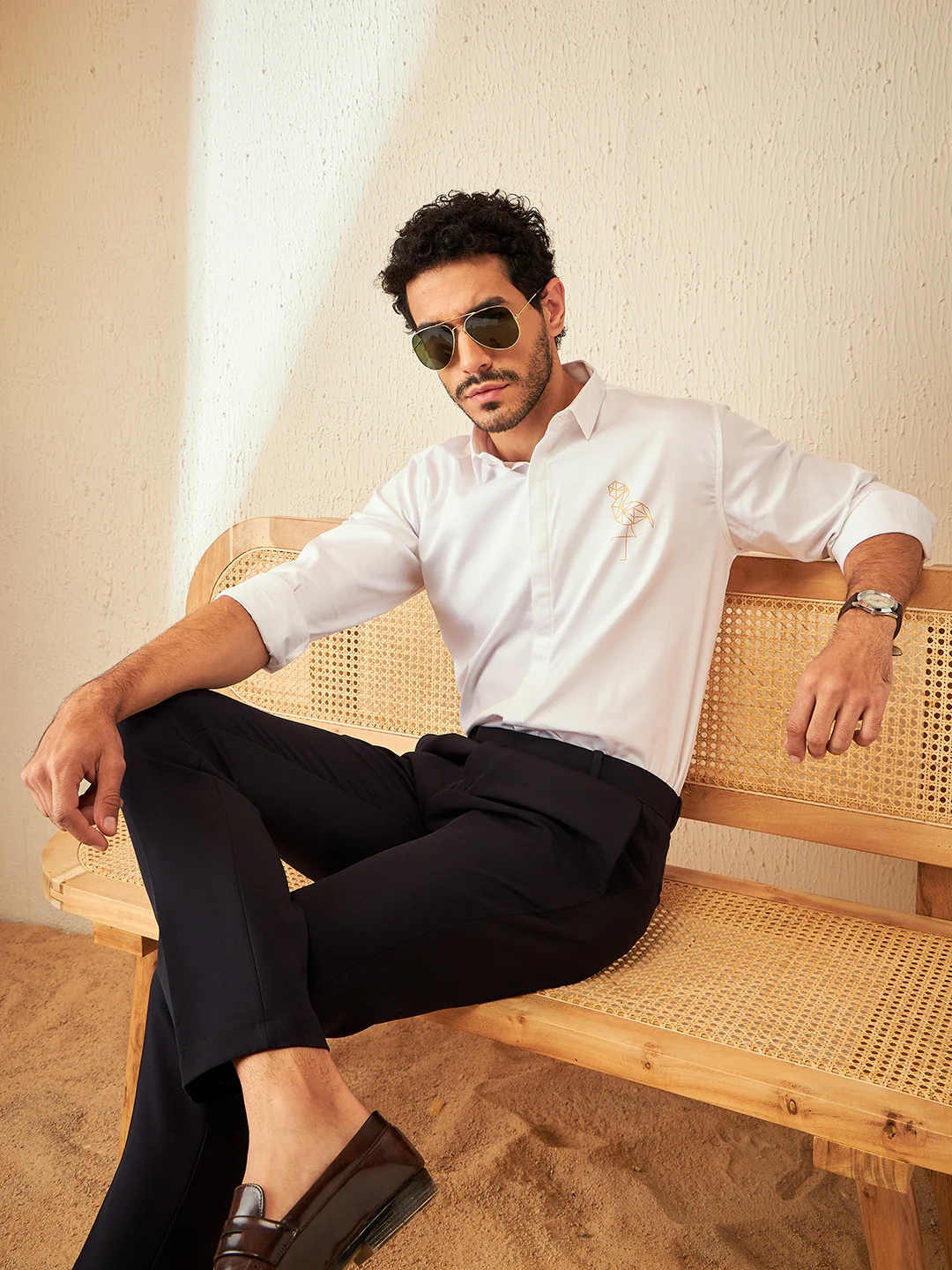 White: Full Sleeves Smart Spread Collar Casual Shirt