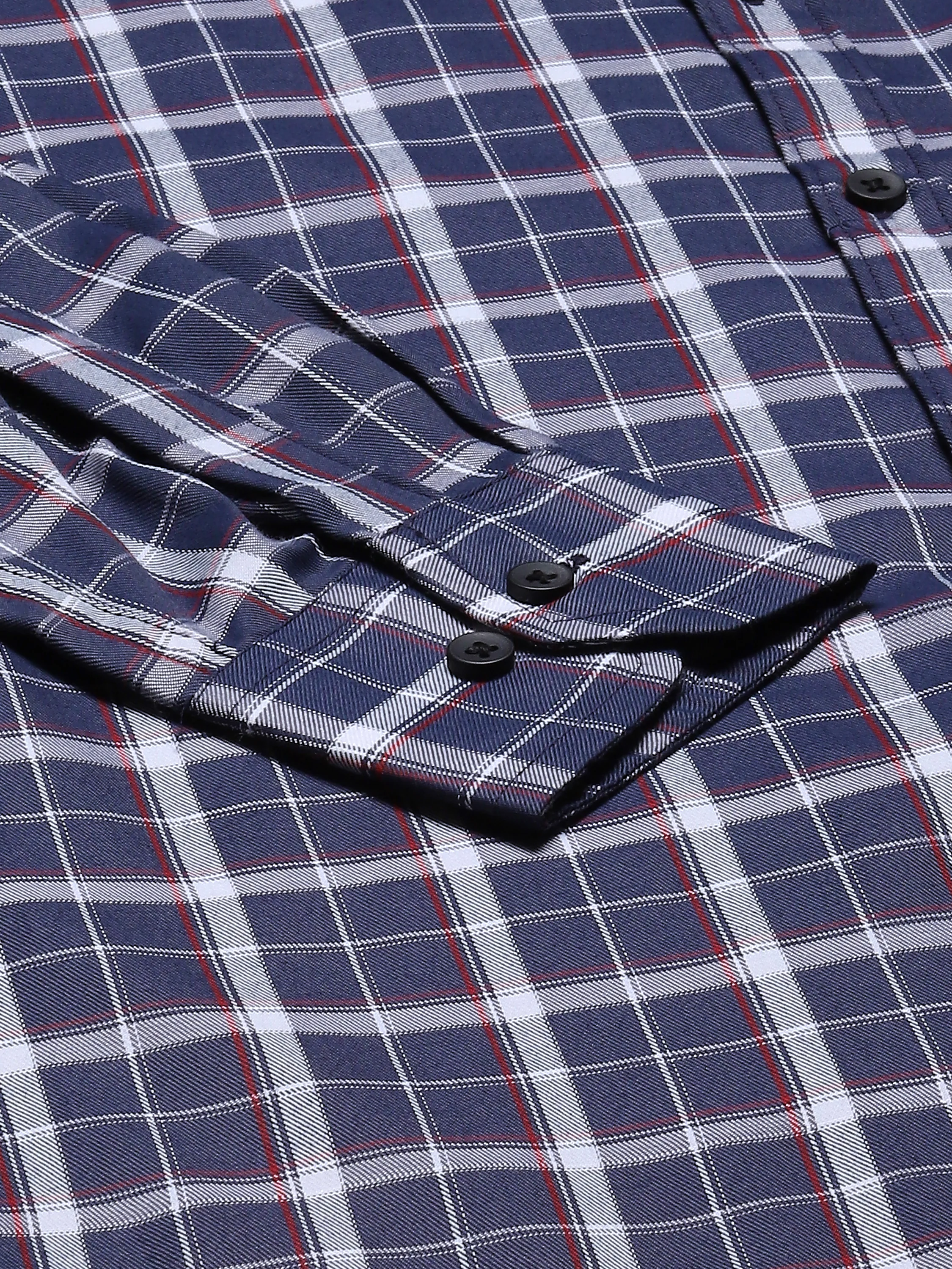 Grey And White: Checked Formal Shirt