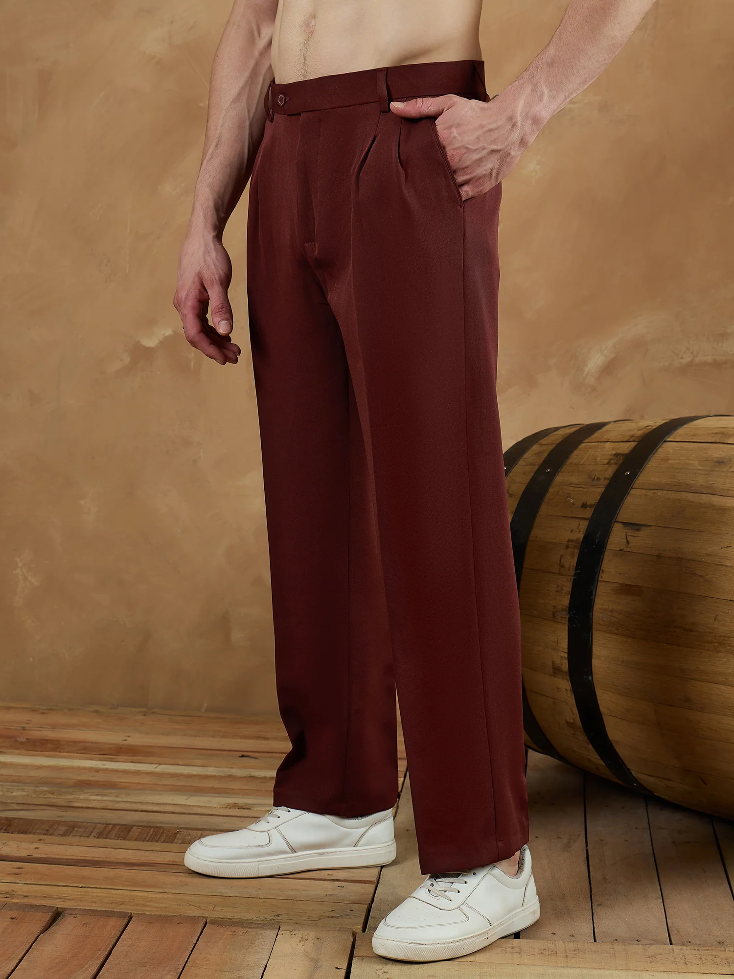 Maroon: Korean Baggy Fit Trouser