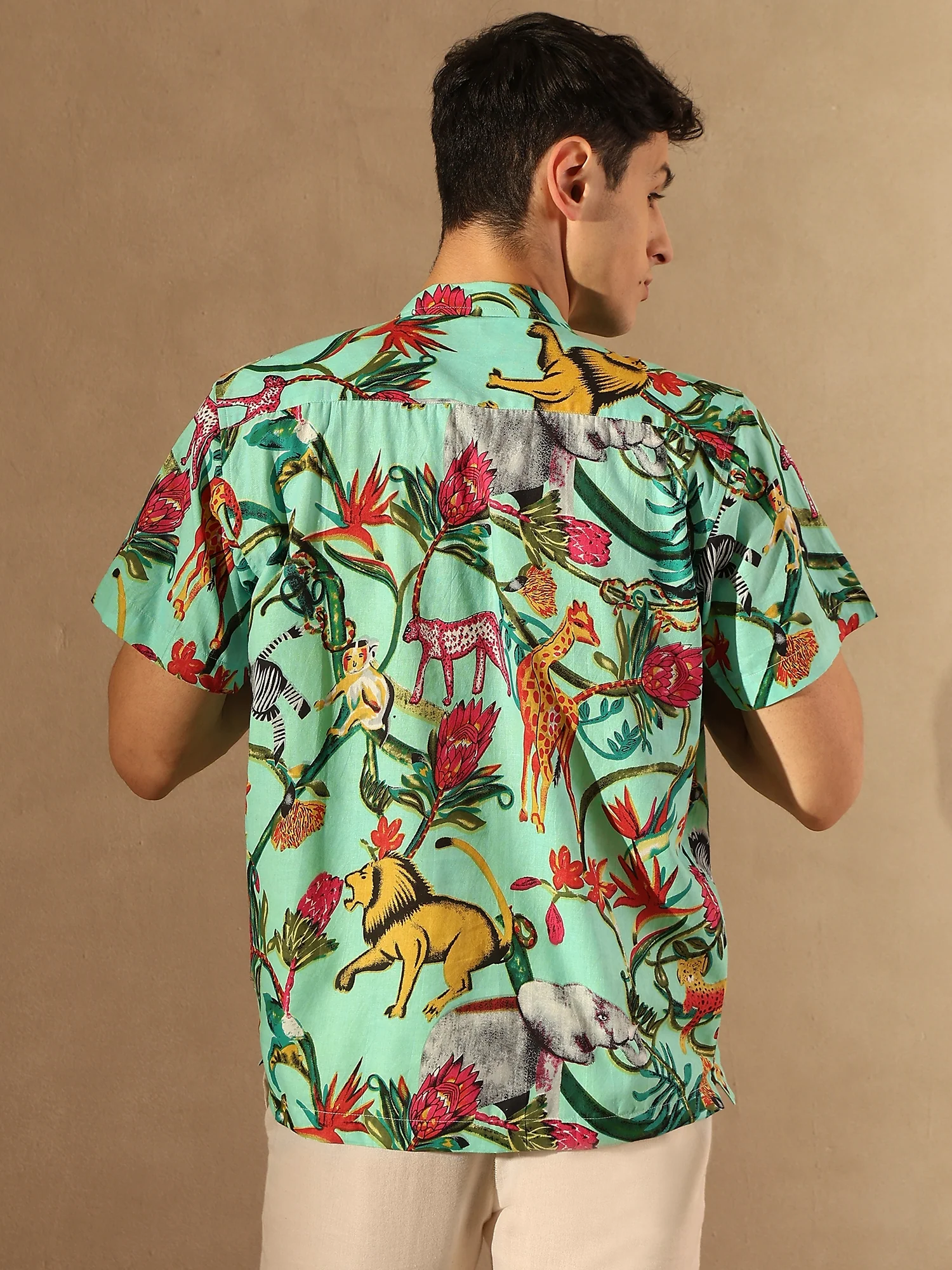 Light Green: Half Sleeves Block Printed Shirt