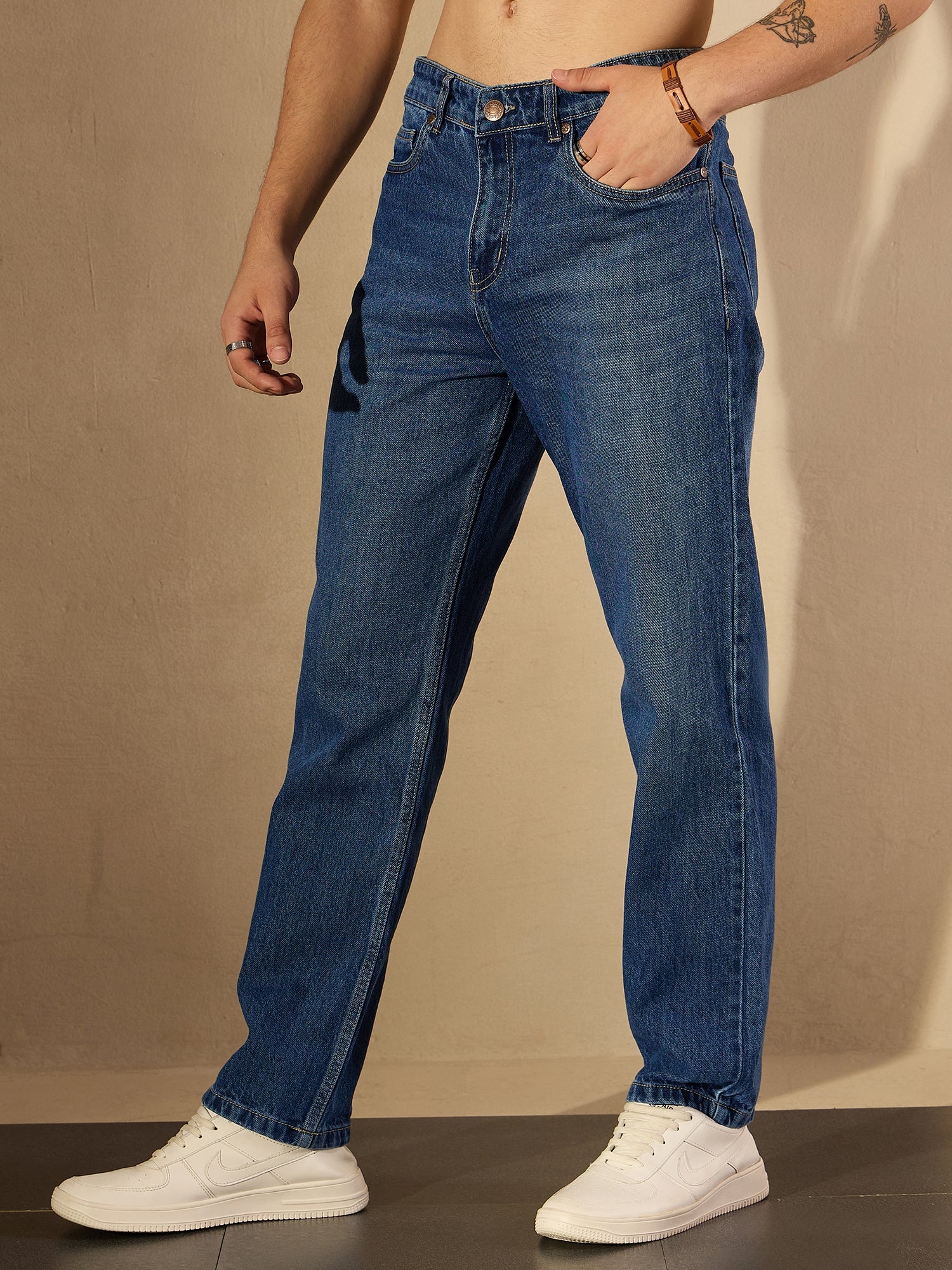 Dark Blue Fade: Korean Baggy Jeans