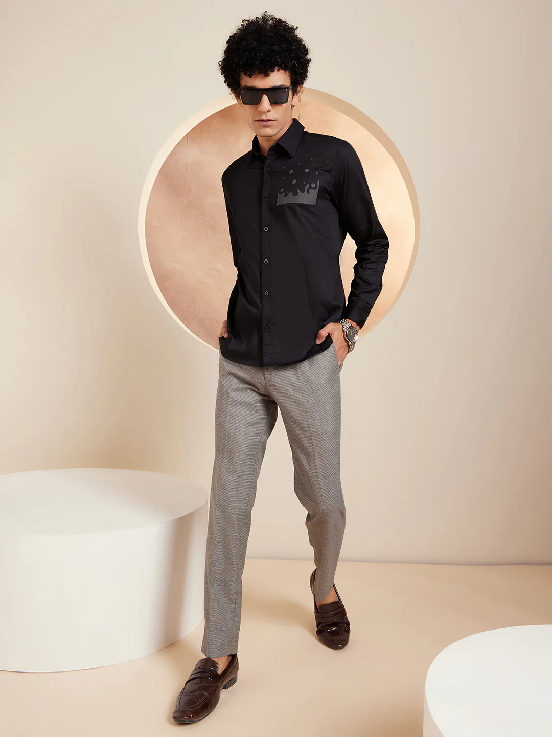Black: Full Sleeves Partywear Shirt