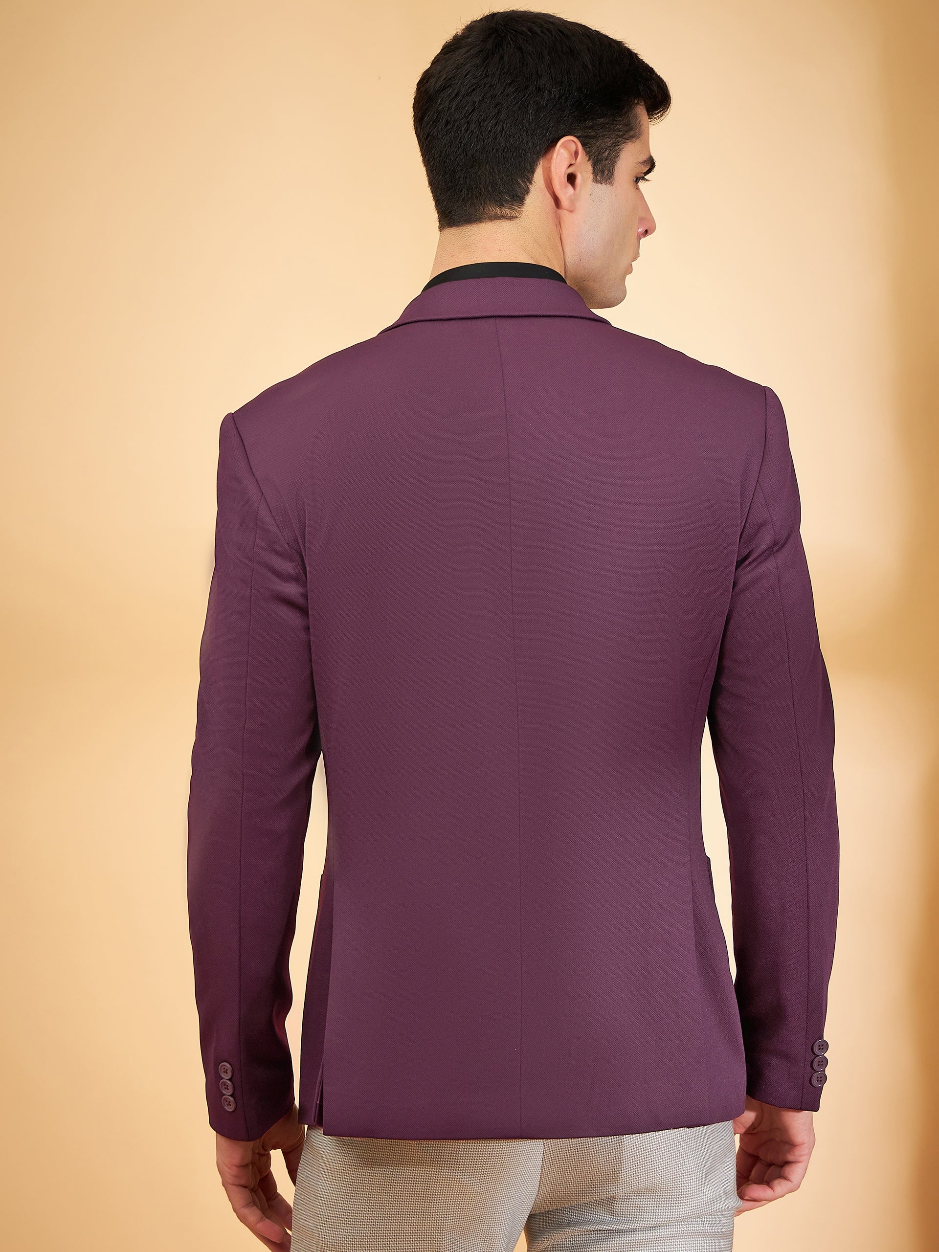 DENNISON Men Maroon Single Breasted Blazer