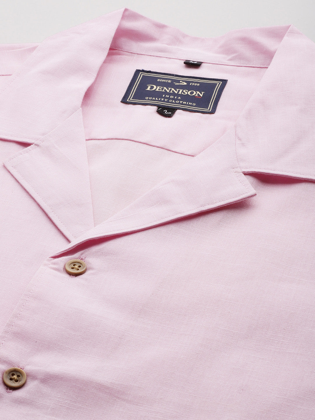 Dennison Solid Cuban Collar Comfort Fit Shirt With Shorts Co-ords