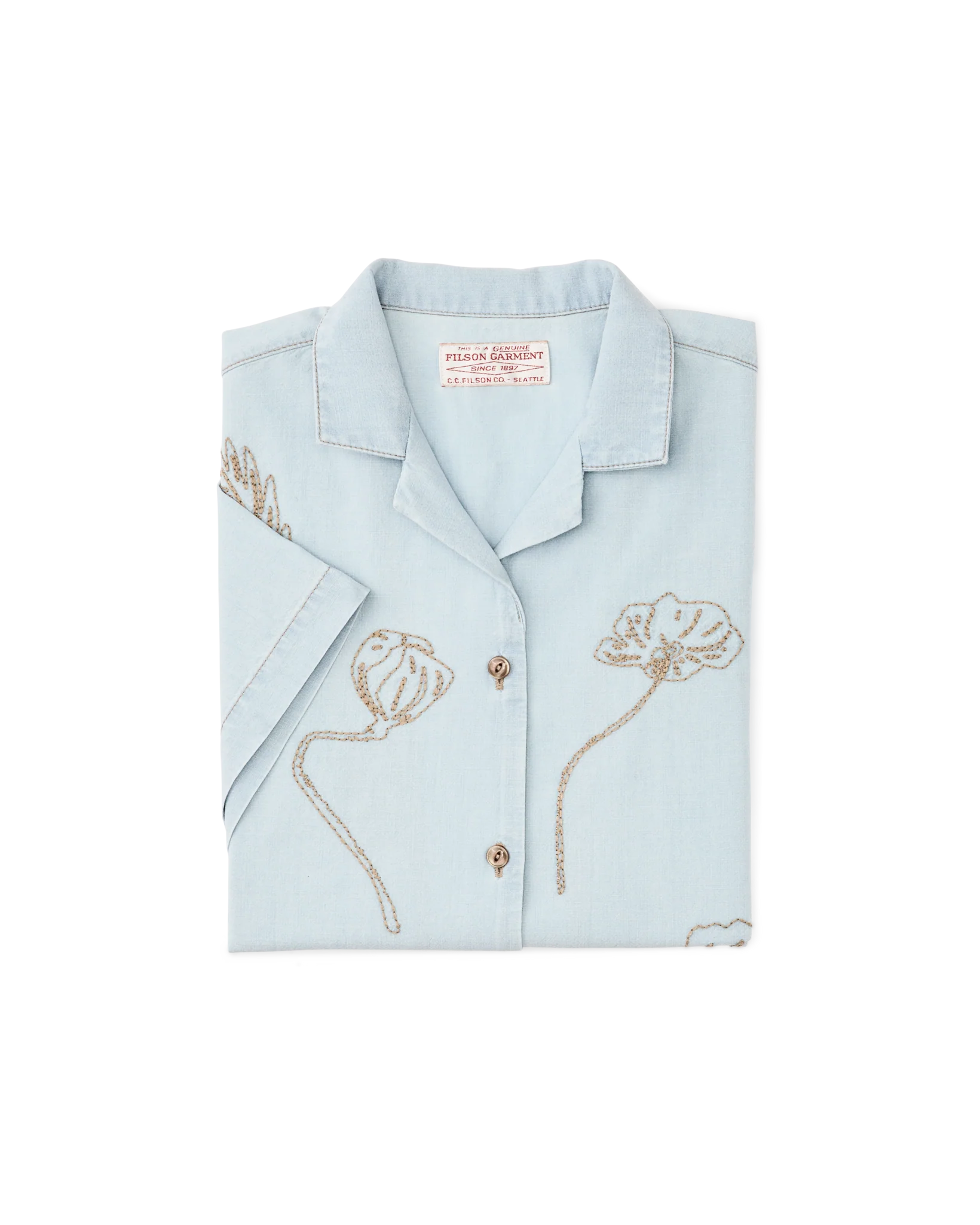Women's Short Sleeve Embroidered Camp Shirt