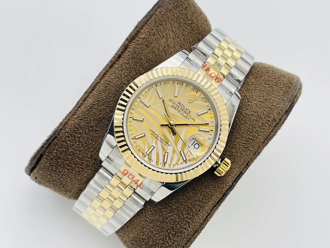 Rolex Datejust 36mm Gold Palm Motif Dial 126233