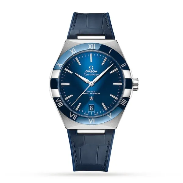Omega Constellation Men Automatic Blue Leather Watch O13133412103001