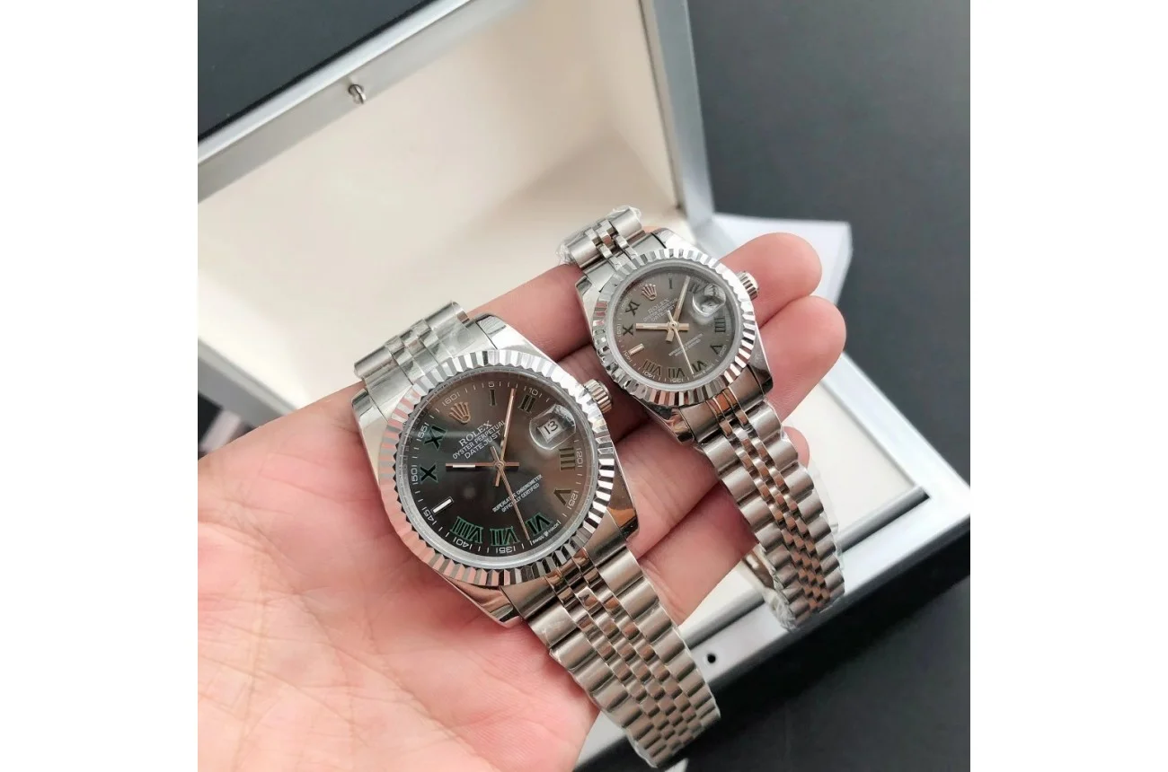 Couple Watches Rolex Datejust 36/28mm SS/SS Jub Grey/Rmn