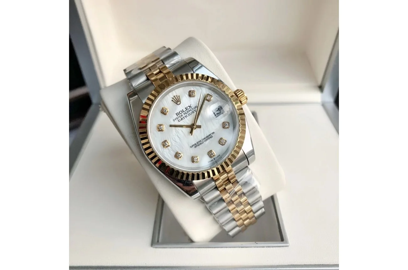 Couple Watches Rolex Datejust 36/28mm RG/SS Jub White/Dial
