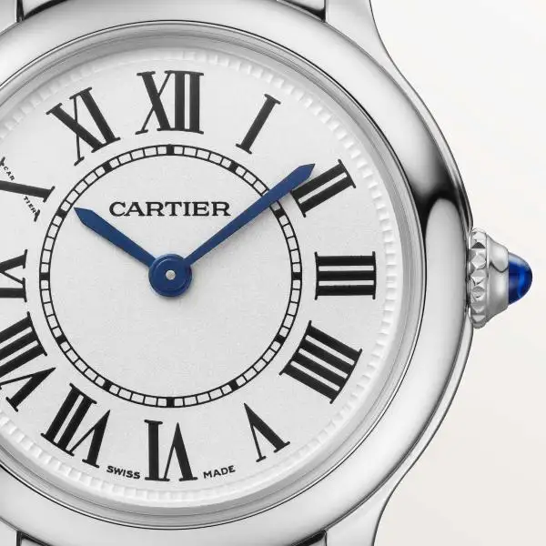 Cartier Ronde Must Men Quartz Silver Calf Watch WSRN0031