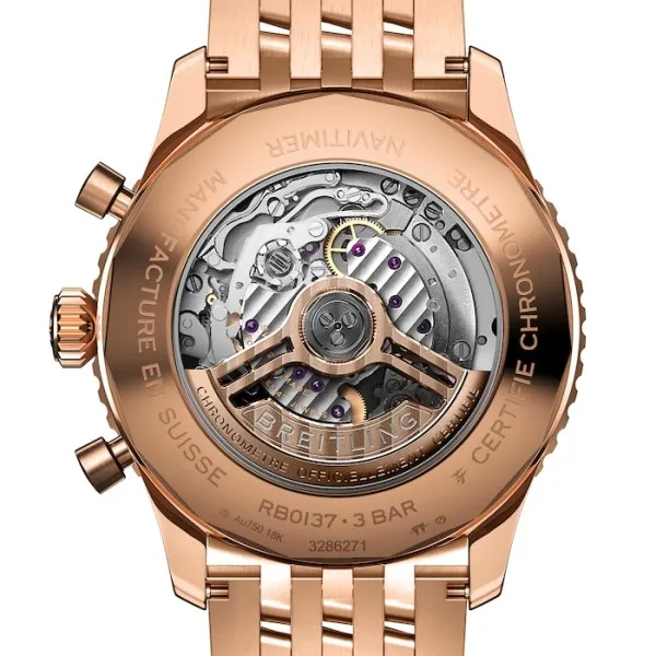 Breitling Navitimer Men Automatic Silver 18ct Rose Gold Watch RB0137241G1R1