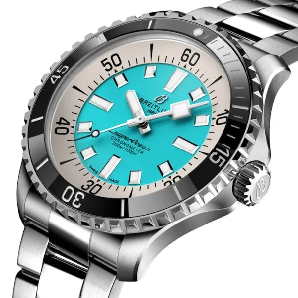 Breitling Superocean Men Automatic Turquoise Stainless Steel Watch A17376211L2A1