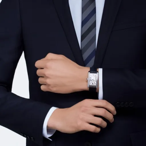 Cartier Tank Américaine Men Automatic Silver Alligator Watch WSTA0018