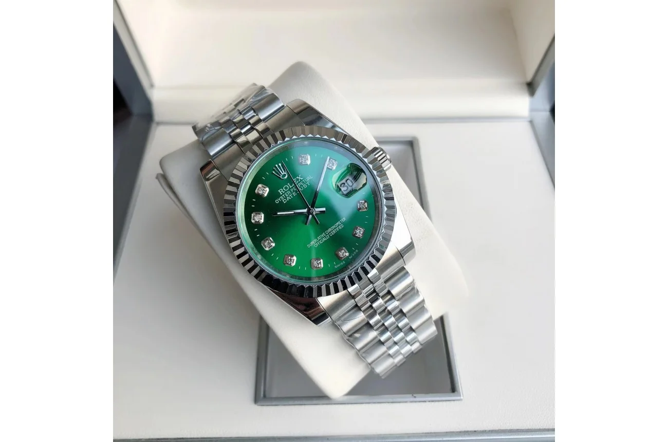 Couple Watches Rolex Datejust 36/28mm SS/SS Jub Green/Dia