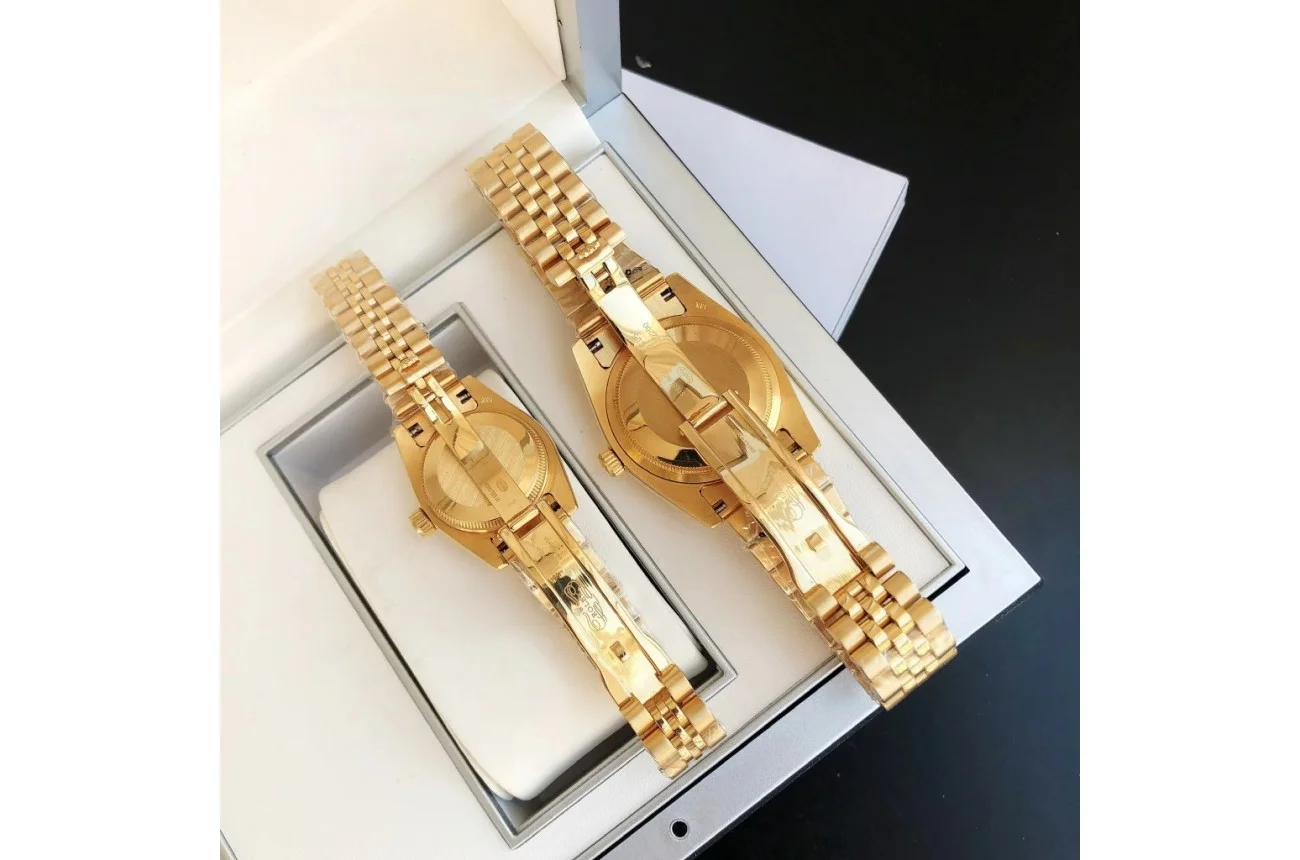 Couple Watches Rolex Datejust 36/28mm RG/RG Jub Black/Dial