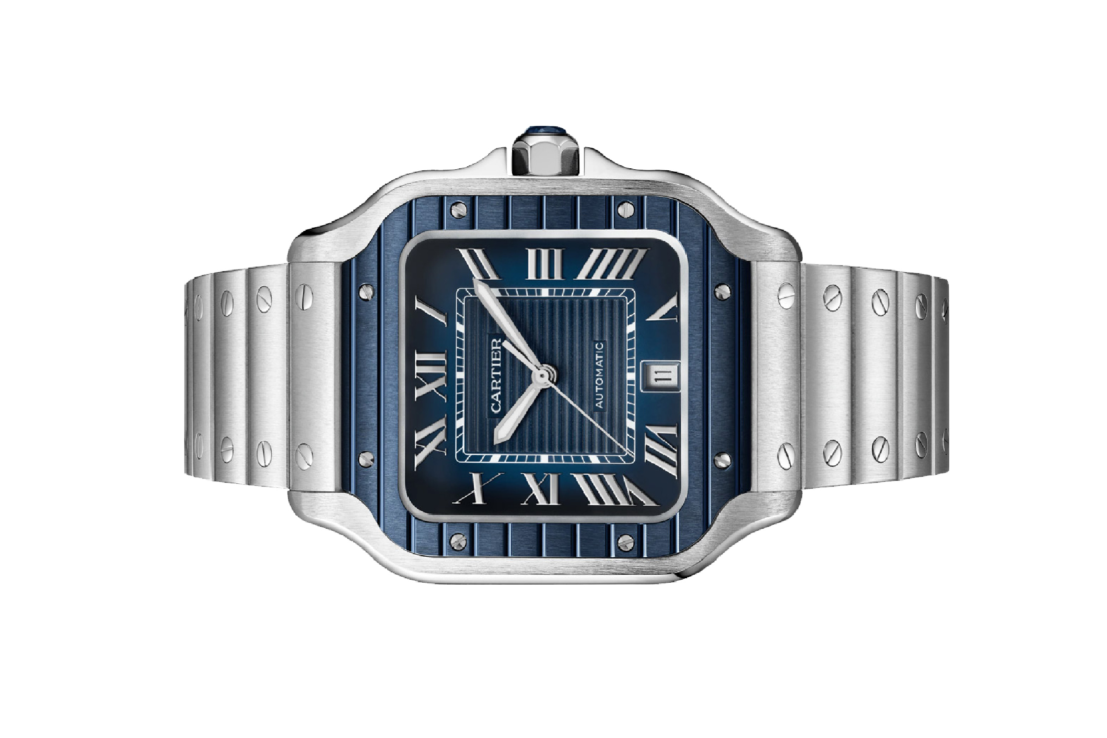 Cartier Santos de Cartier Men Automatic Blue Stainless Steel Watch WSSA0048