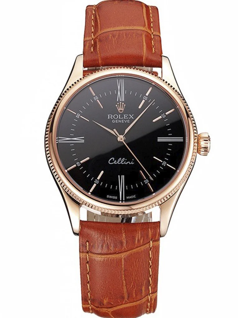 Superclone Rolex Cellini 38mm Black Dial REP016794